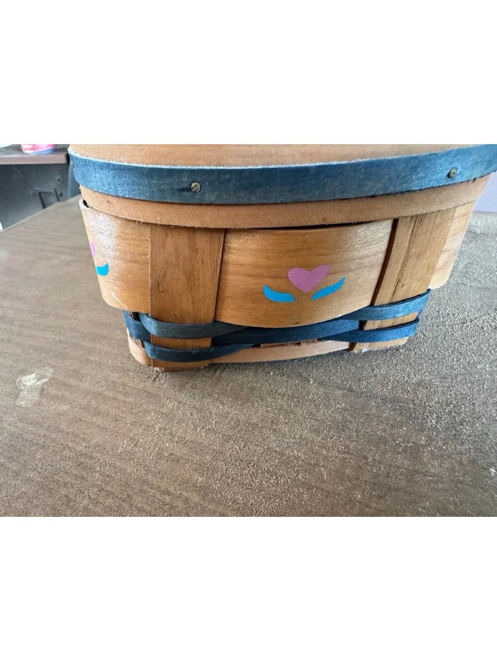 VINTAGE COTTAGECORE GRANDMACORE SMALL BASKET HEART PINK BLUE POTPOURRI